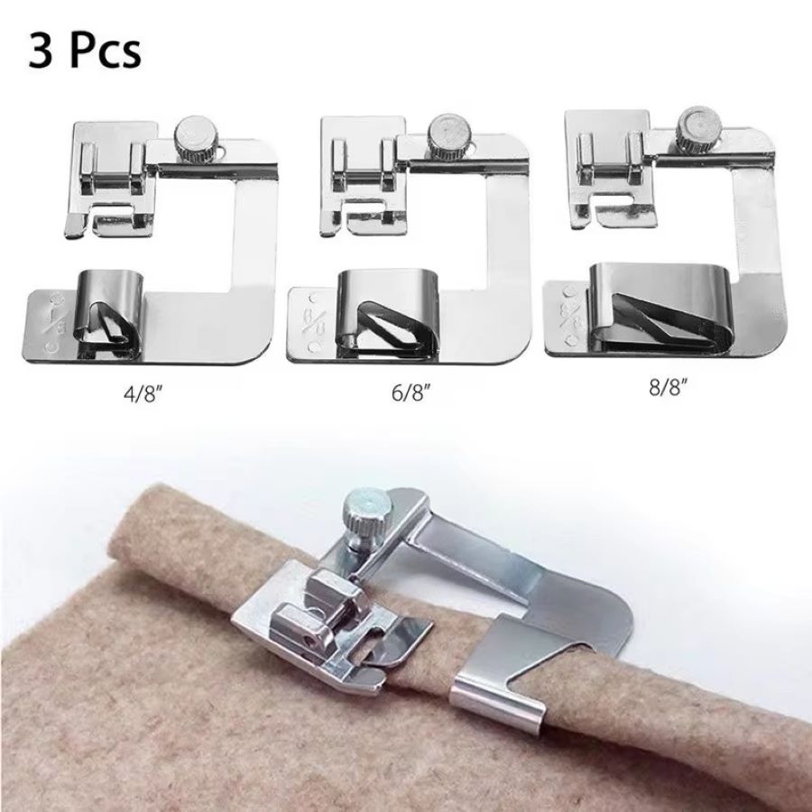 Sewing Hemming - 1-3 ชิ้น 13/19/25 มม. ตัวกดเท้าจักรเย็บผ้าแบบใช้ในบ้าน ตัวกดเท้าสำหรับเย็บริมผ้า