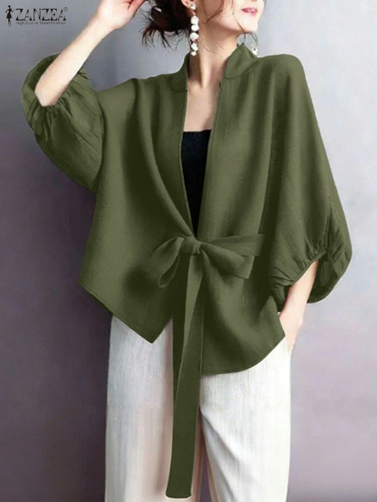 Sewing V - เสื้อคาร์ดิแกนแขนทรงกระบอก คอวี ดีไซน์หรูหรา ยี่ห้อ ZANZEA รุ่นปี