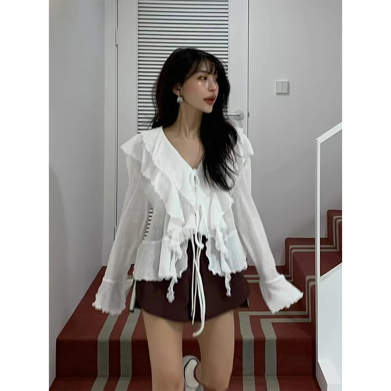 MEXZT Cropped เสื้อสีขาวผู้หญิ - Sewing V บทวิจารณ์และราคา