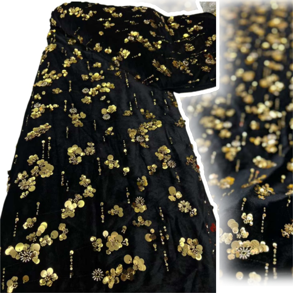 ผ้าลูกไม้กำมะหยี่ปักเลื่อมแบบแ - Sewing Velvet Fabric บทวิจารณ์และราคา