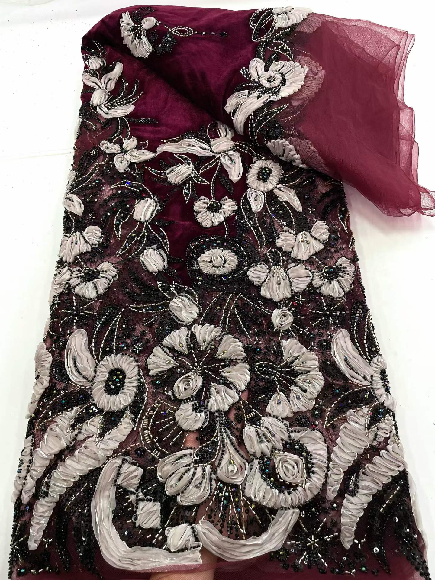 ผ้าลูกไม้กำมะหยี่ปักเลื่อมแอฟร - Sewing Velvet Fabric บทวิจารณ์และราคา