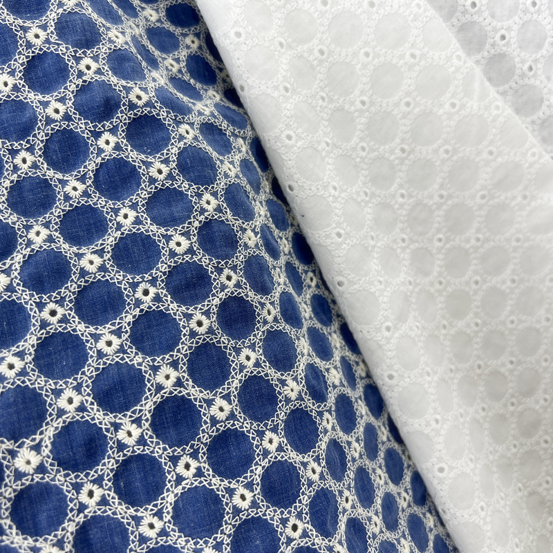 ผ้าเดนิมฝ้ายลายวงกลมเล็ก ปักลา - Sewing Eyelet Fabric บทวิจารณ์และราคา